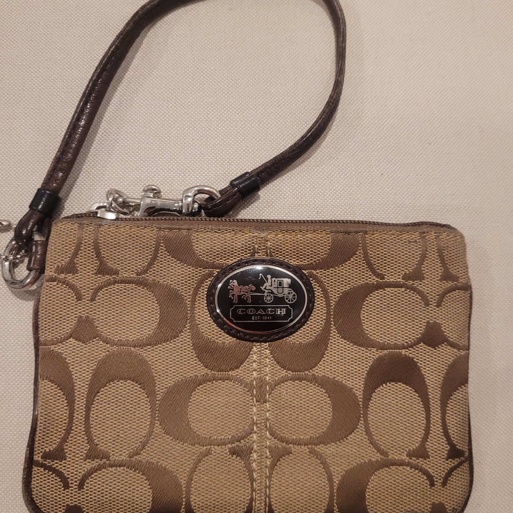 Coach Tan Signature Wristlet